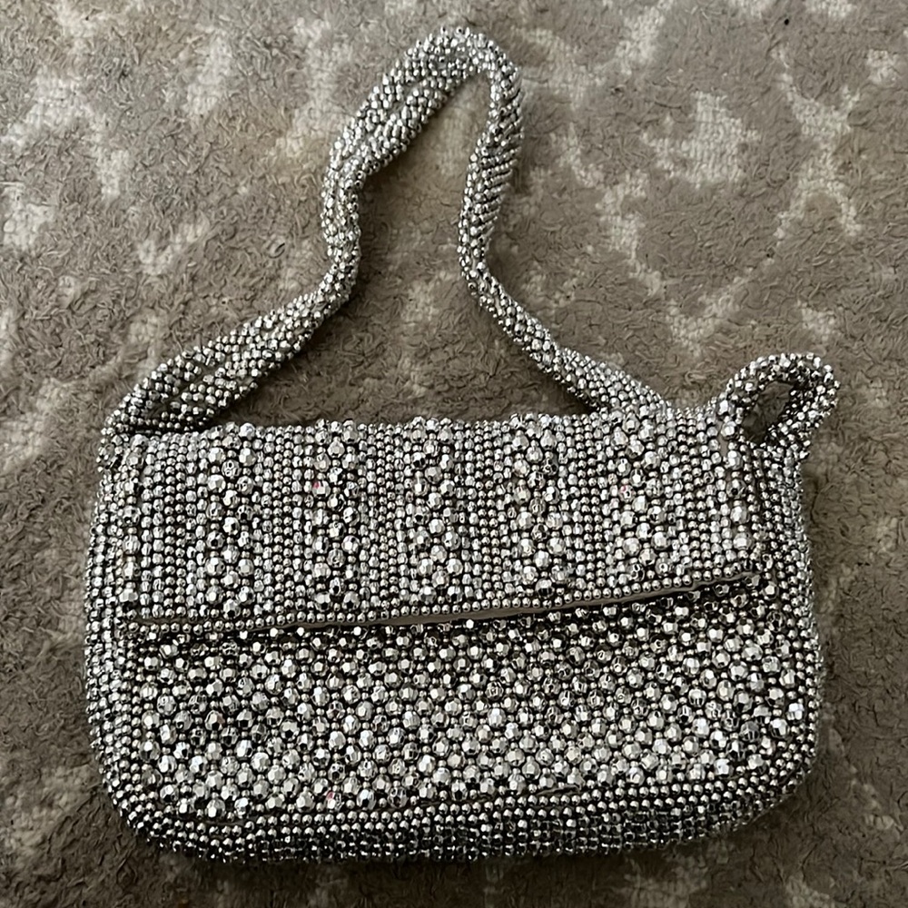Silver beaded purse from Zara